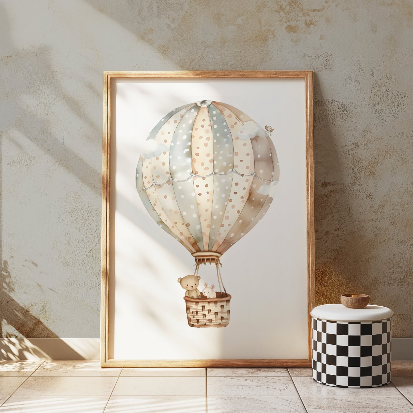 Premium Poster of Nursery Wall Art Floating Hot Air Balloon Posters