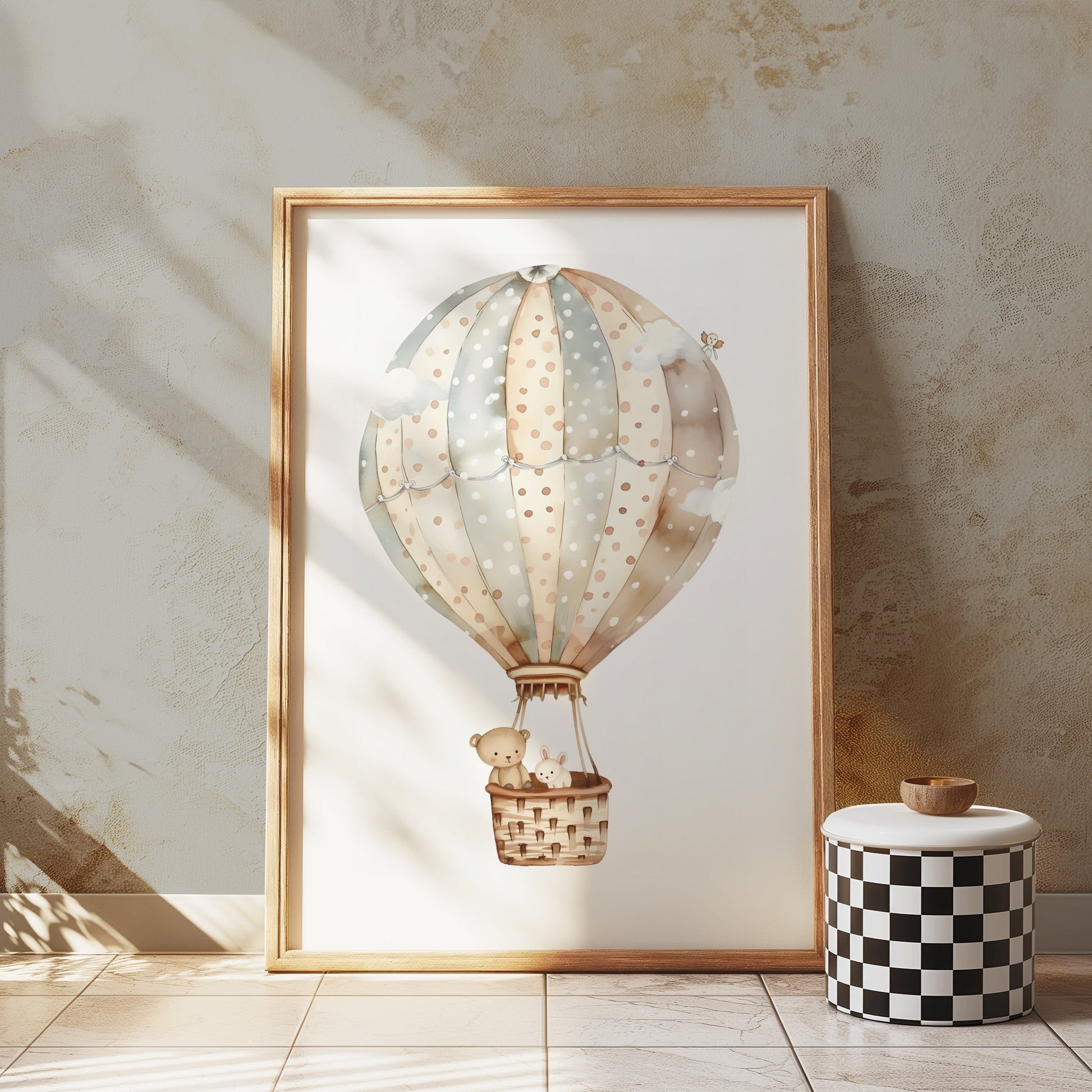 Premium Poster of Nursery Wall Art Floating Hot Air Balloon Posters