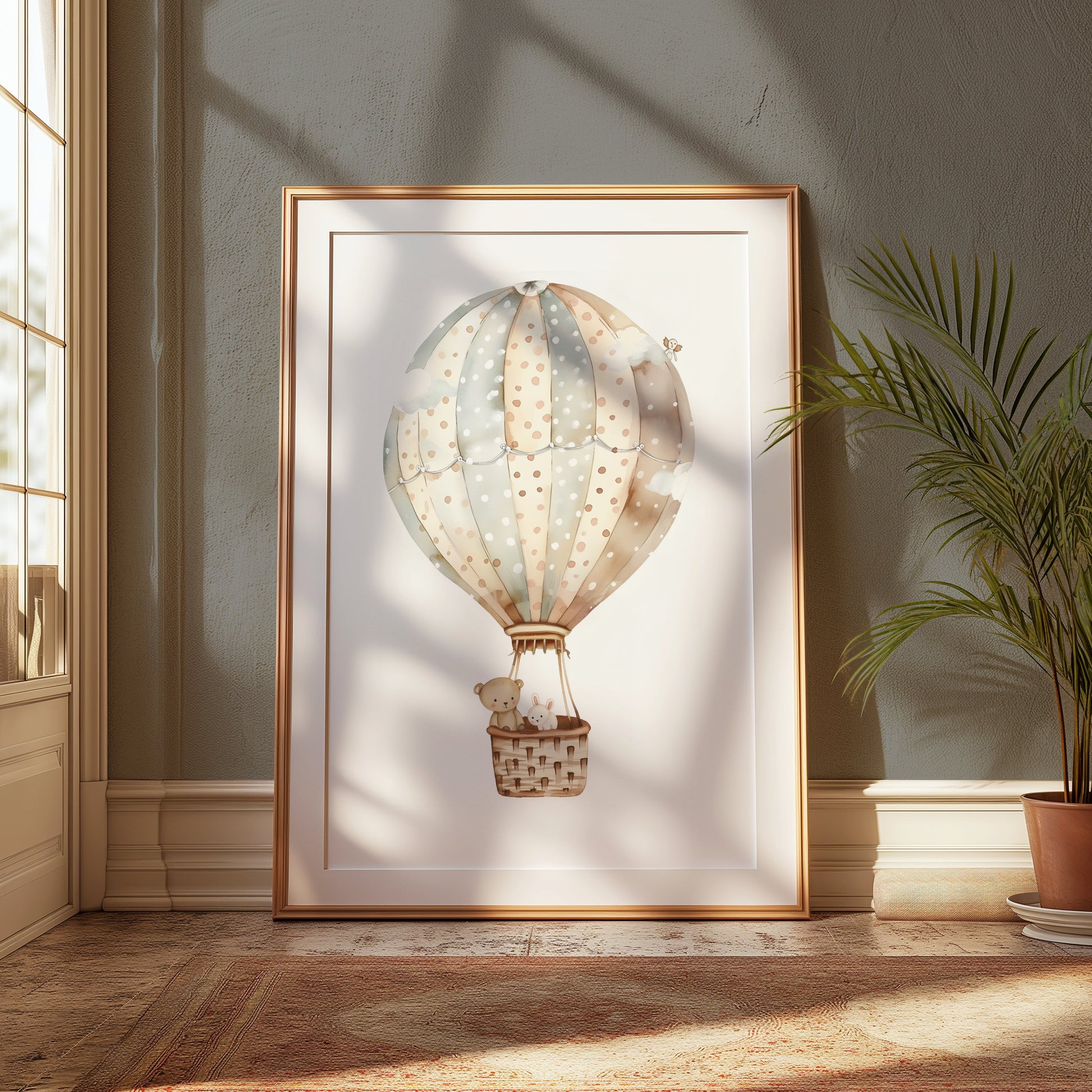 Premium Poster of Nursery Wall Art Floating Hot Air Balloon Posters