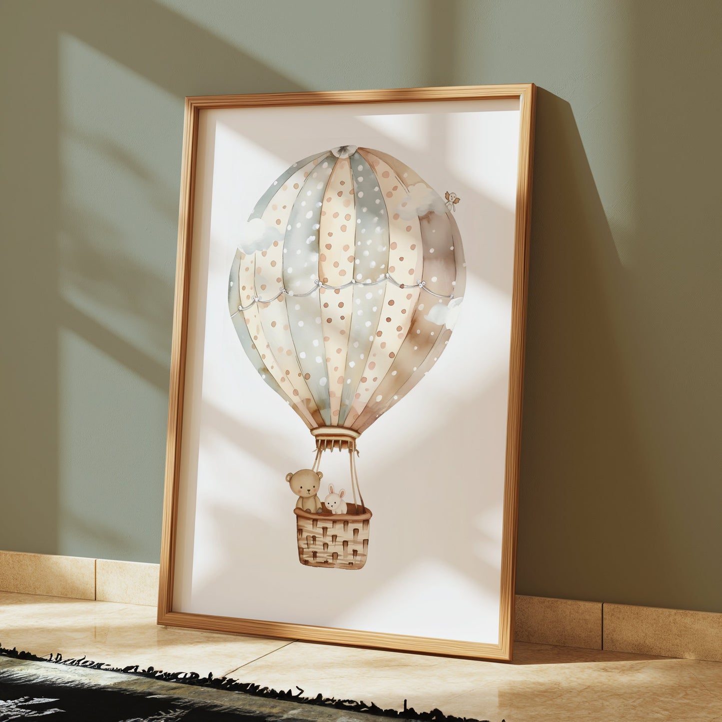 Premium Poster of Nursery Wall Art Floating Hot Air Balloon Posters