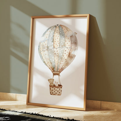 Premium Poster of Nursery Wall Art Floating Hot Air Balloon Posters