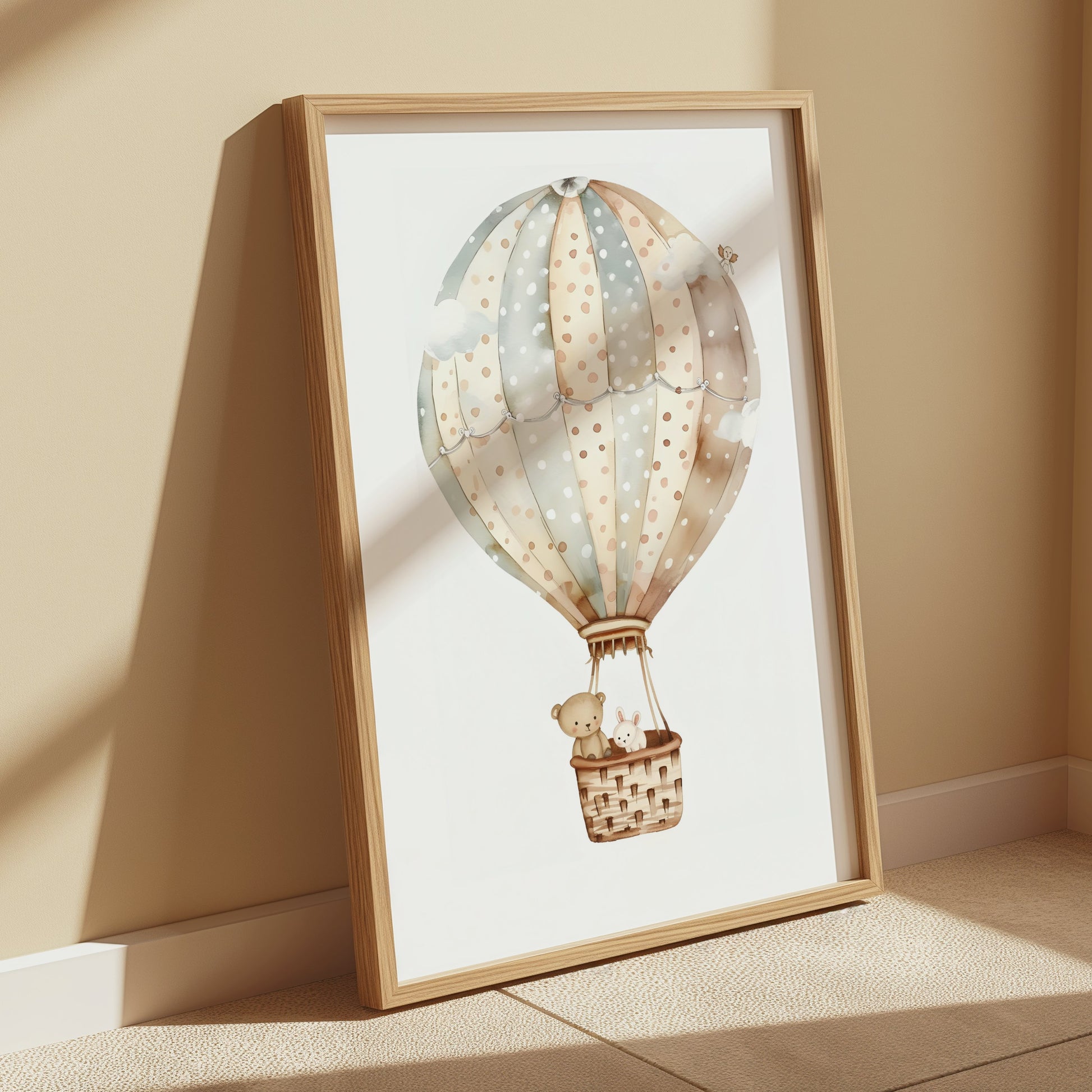 Premium Poster of Nursery Wall Art Floating Hot Air Balloon Posters