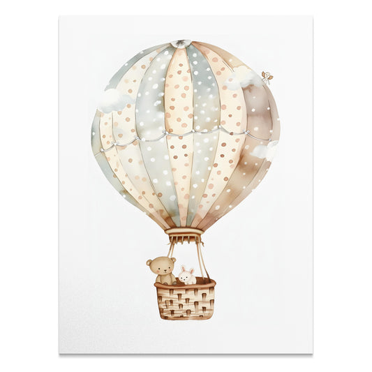 Premium Poster of Nursery Wall Art Floating Hot Air Balloon Posters