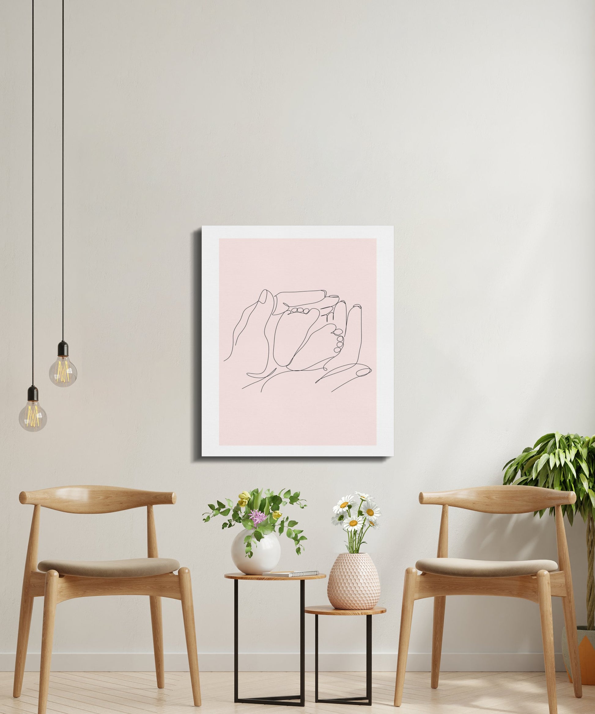 Premium Poster of Nursery Wall Art Hand and Foot Sketch Canvas Wraps