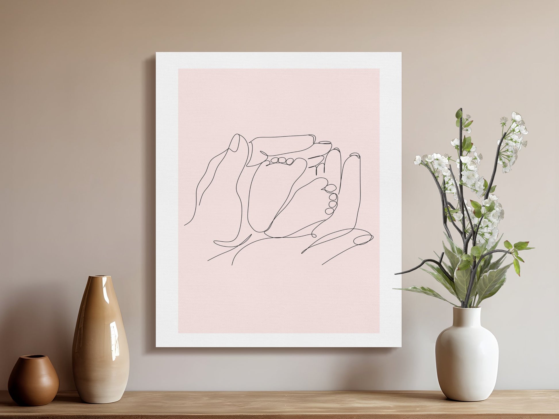 Premium Poster of Nursery Wall Art Hand and Foot Sketch Canvas Wraps