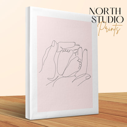 Premium Poster of Nursery Wall Art Hand and Foot Sketch Canvas Wraps
