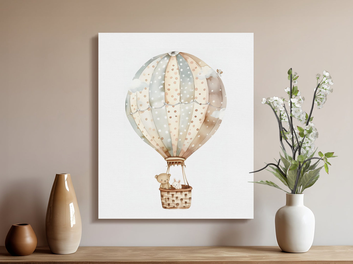 Premium Poster of Nursery Wall Art Hot Air Balloon Canvas Wraps