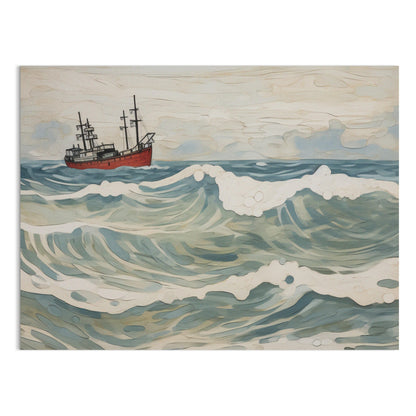 Premium Poster of Ocean Waves and Ship Art Print Wall Decor Posters