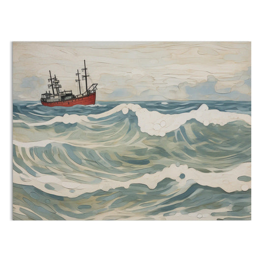 Premium Poster of Ocean Waves and Ship Art Print Wall Decor Posters