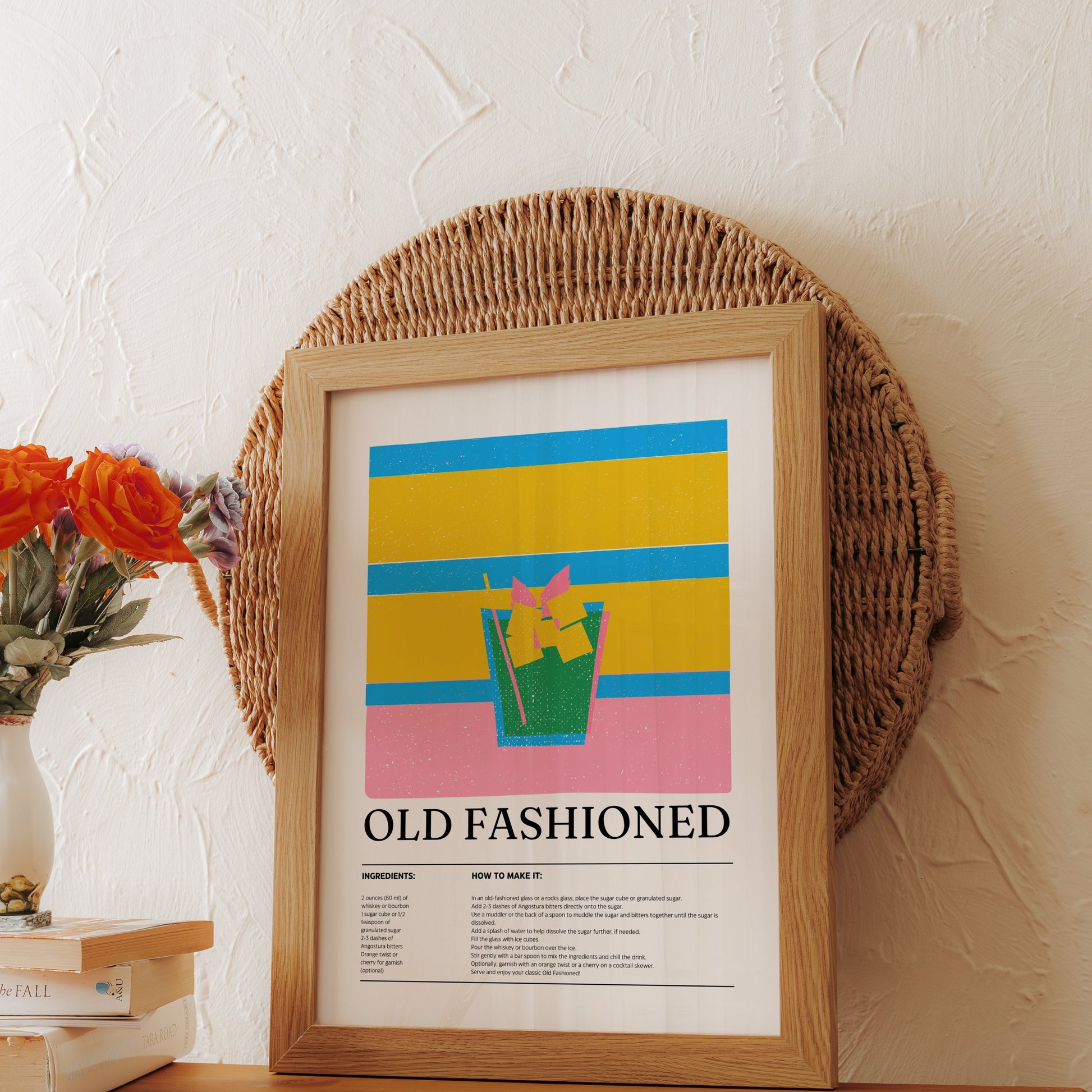 Premium Poster of Old Fashioned Cocktail Recipe Art Print Posters