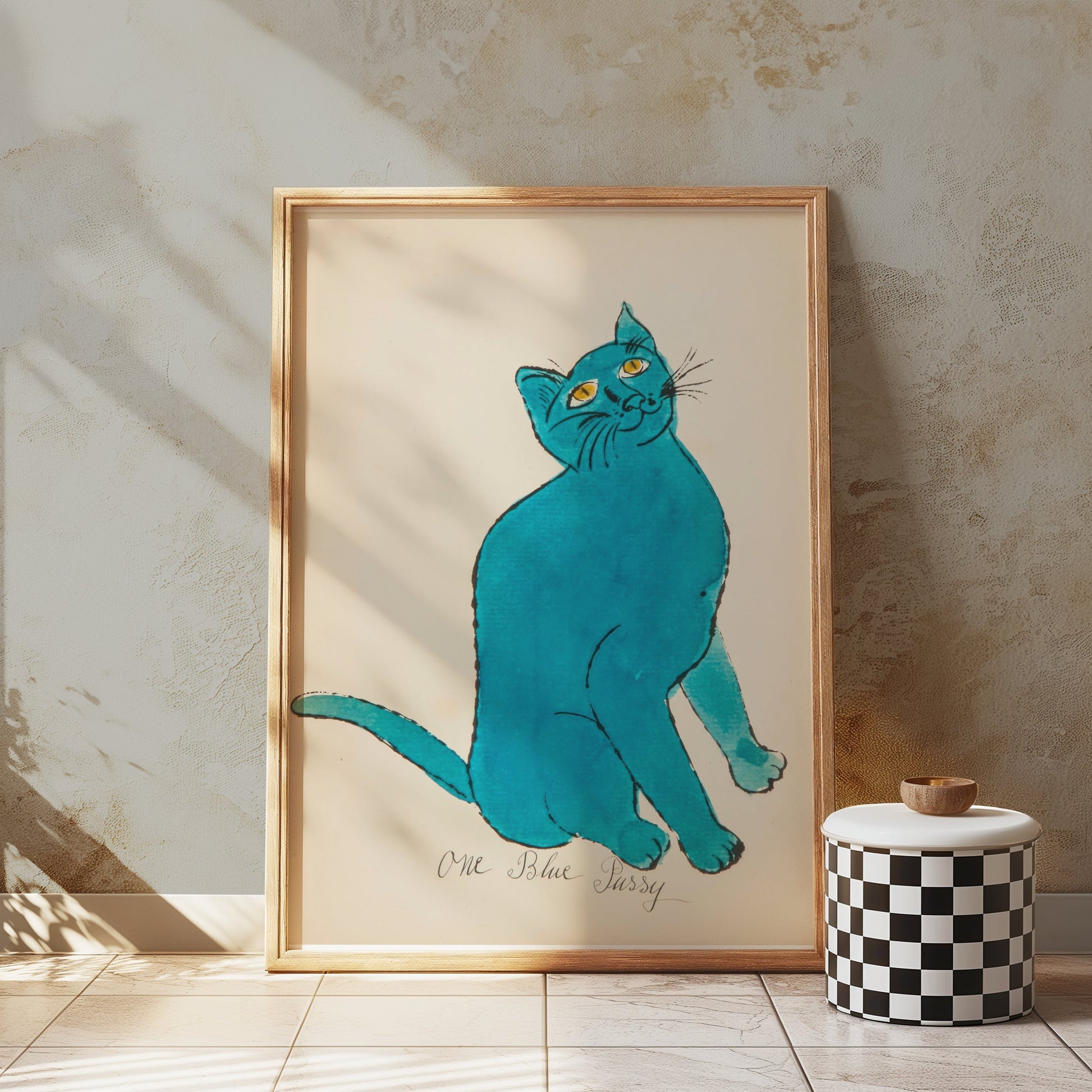 Premium Poster of One Blue Pussy Cat Artwork Wall Decor Posters