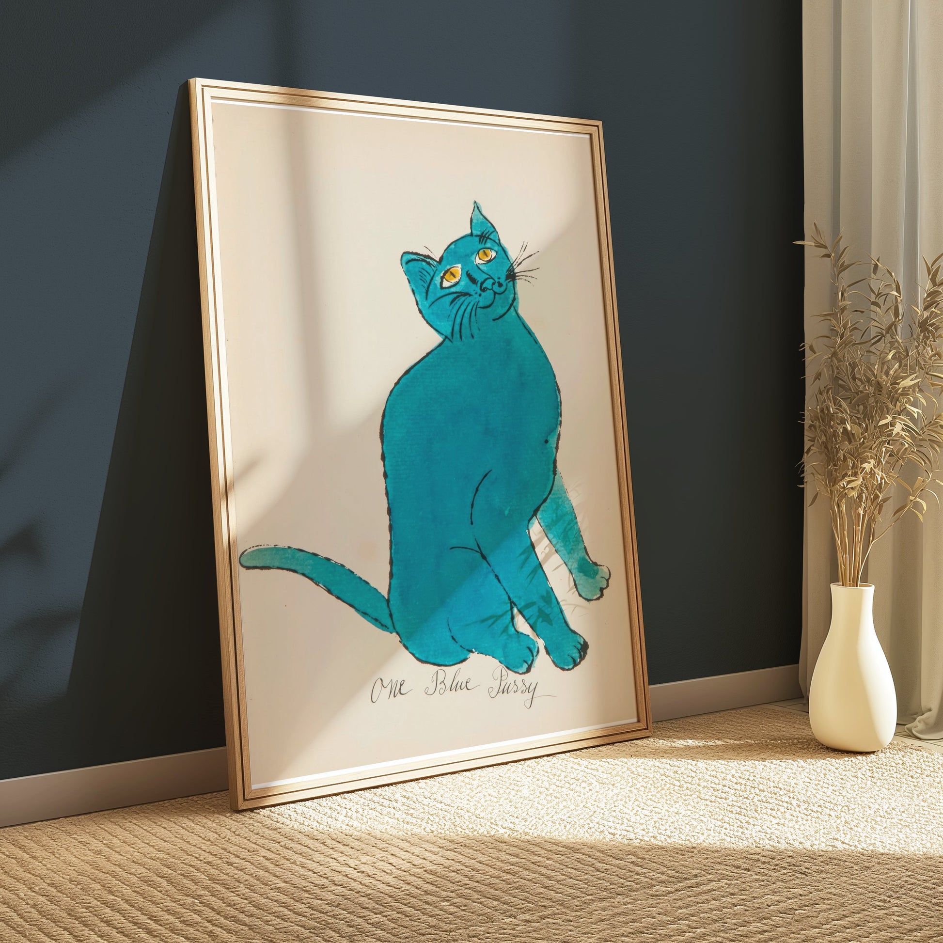 Premium Poster of One Blue Pussy Cat Artwork Wall Decor Posters