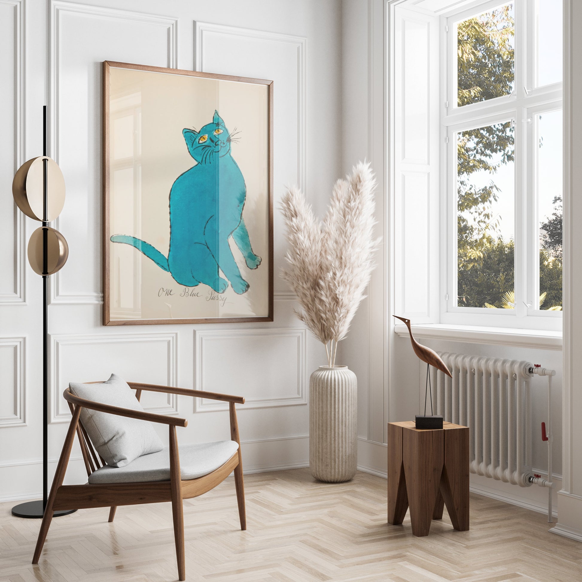 Premium Poster of One Blue Pussy Cat Artwork Wall Decor Posters