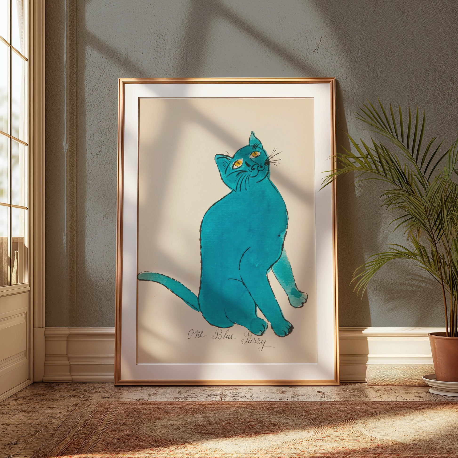 Premium Poster of One Blue Pussy Cat Artwork Wall Decor Posters