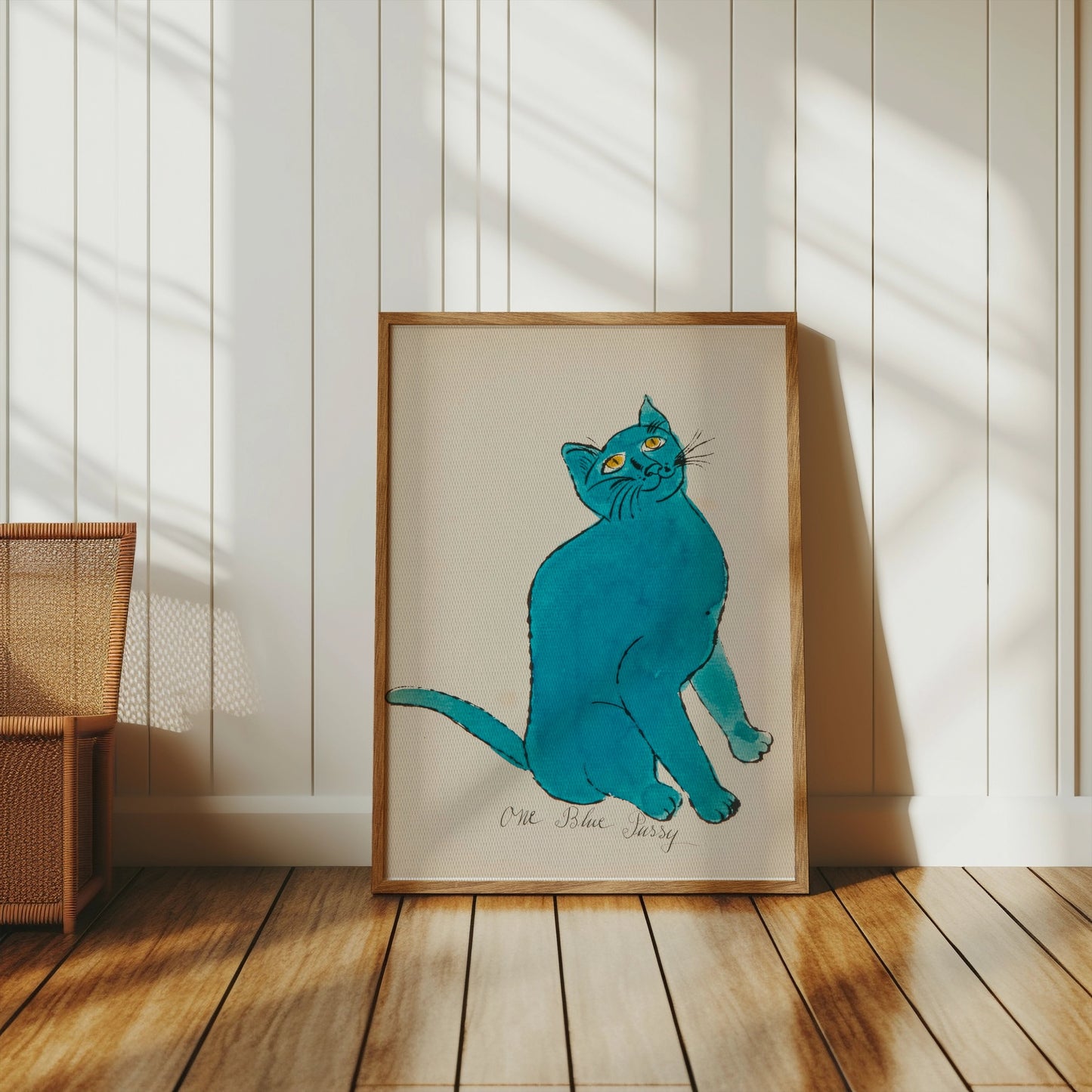 Premium Poster of One Blue Pussy Cat Artwork Wall Decor Posters