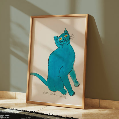 Premium Poster of One Blue Pussy Cat Artwork Wall Decor Posters