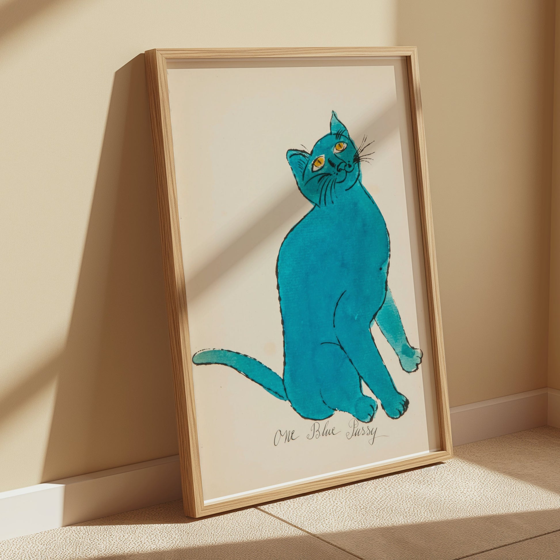 Premium Poster of One Blue Pussy Cat Artwork Wall Decor Posters