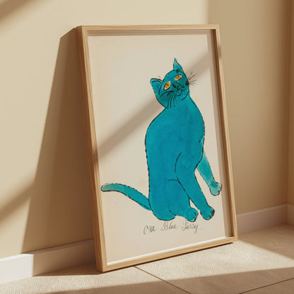 Premium Poster of One Blue Pussy Cat Artwork Wall Decor Posters