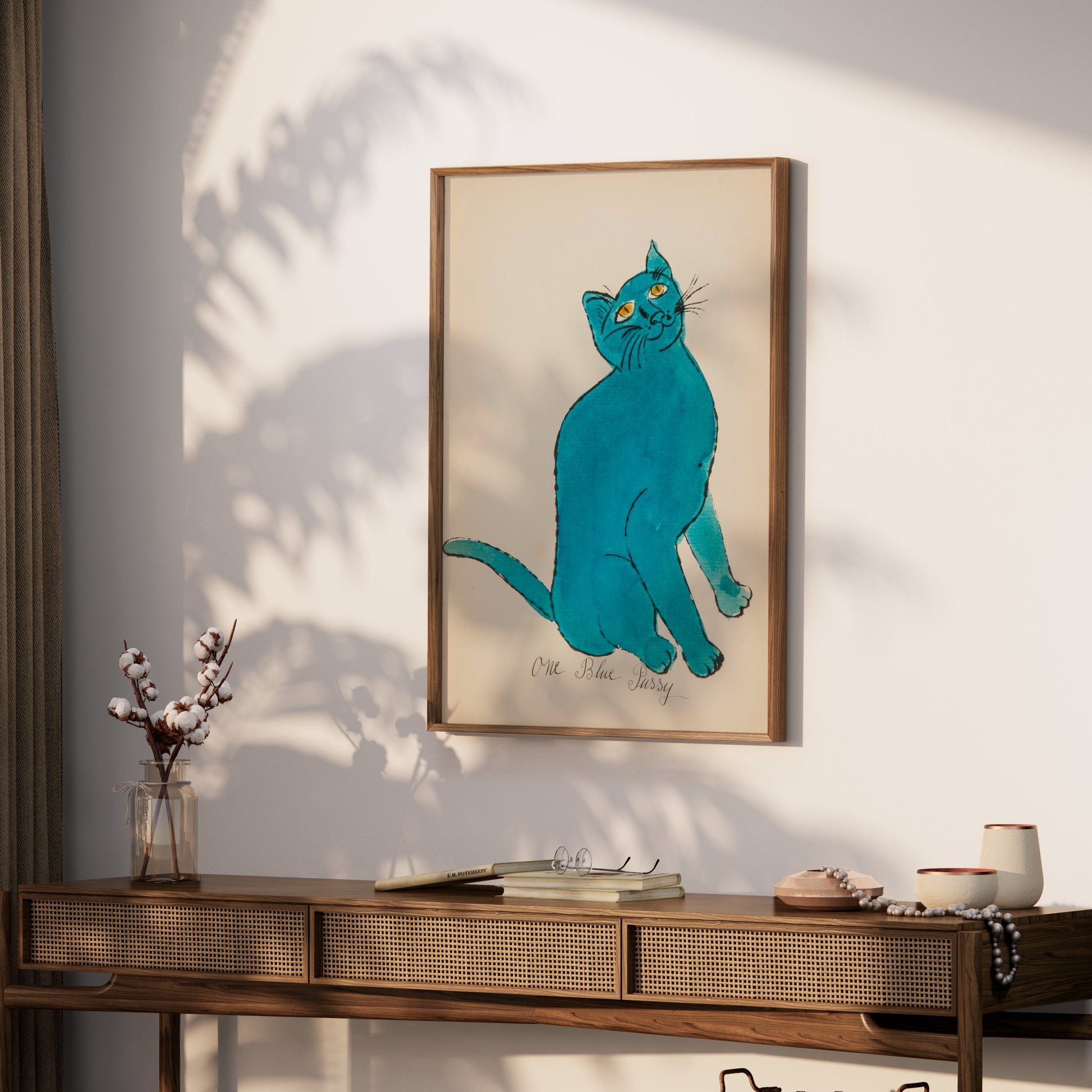 Premium Poster of One Blue Pussy Cat Artwork Wall Decor Posters