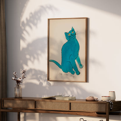 Premium Poster of One Blue Pussy Cat Artwork Wall Decor Posters