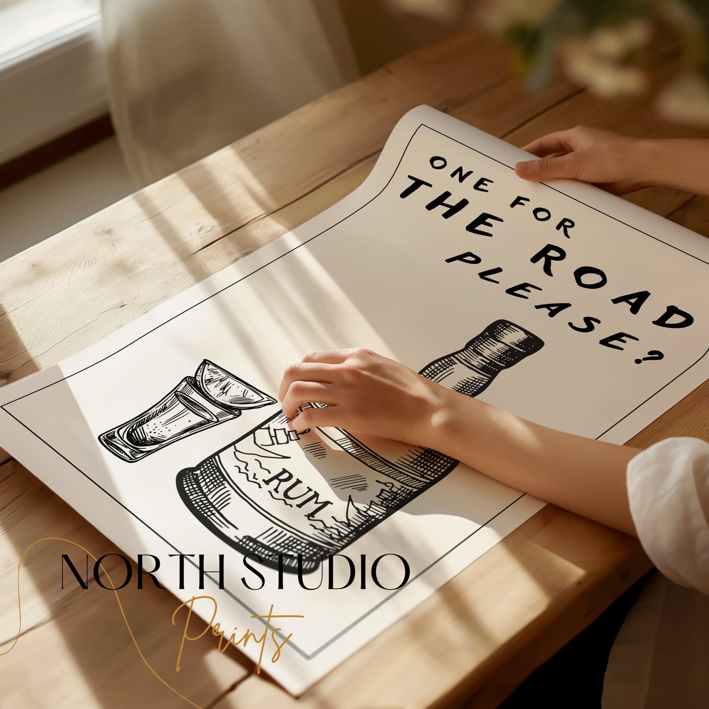Premium Poster of One For The Road Please Rum Bottle Art Posters