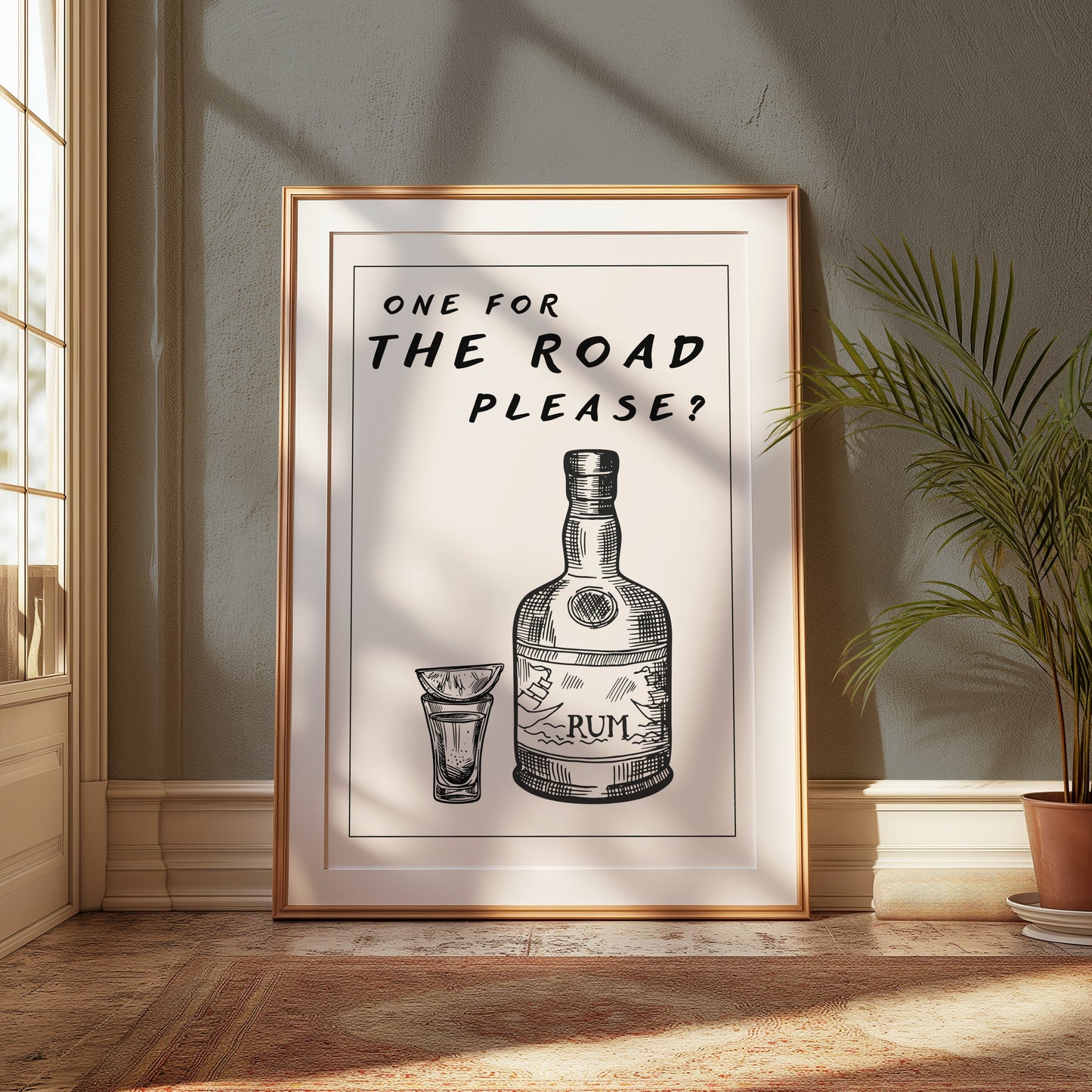Premium Poster of One For The Road Please Rum Bottle Art Posters