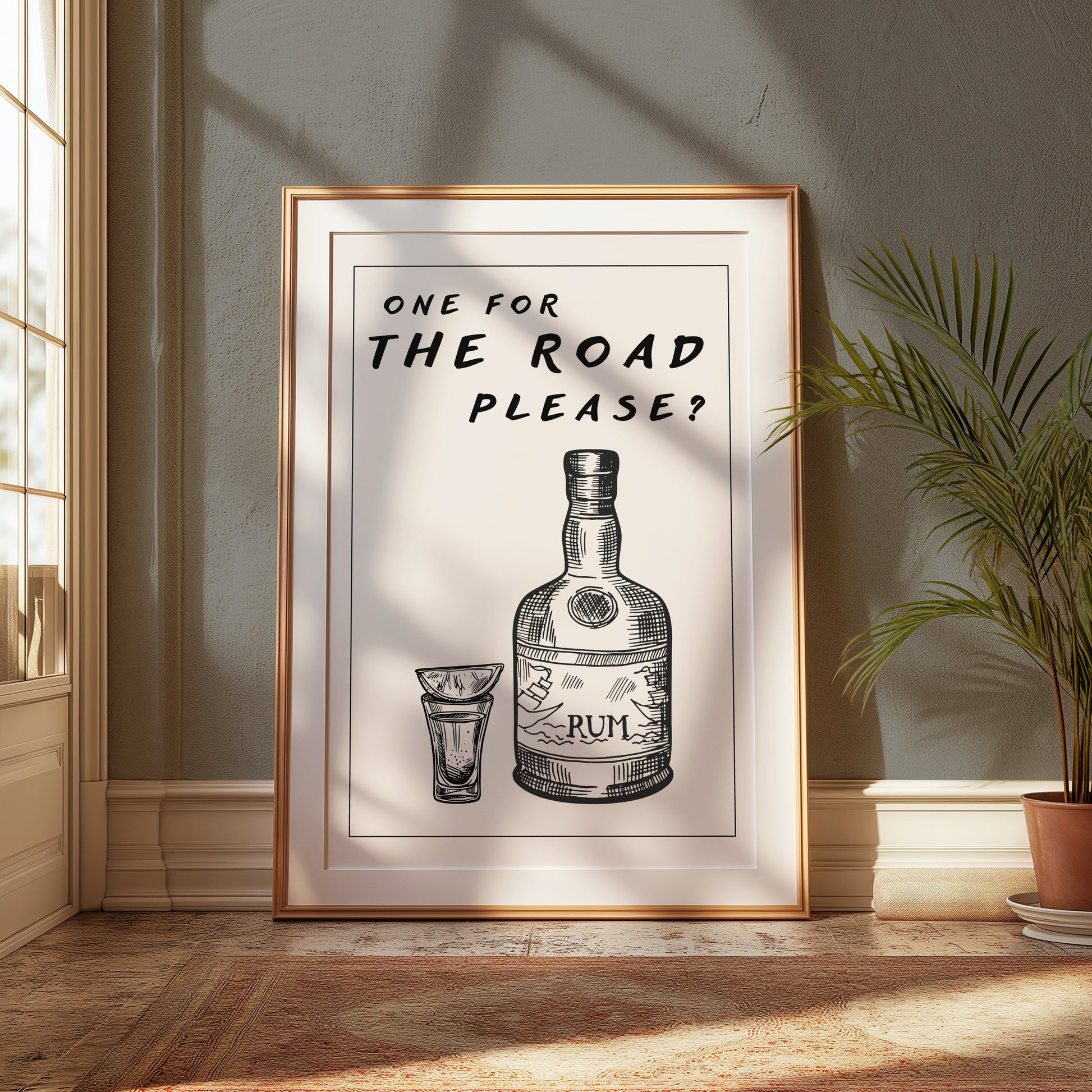 Premium Poster of One For The Road Please Rum Bottle Art Posters