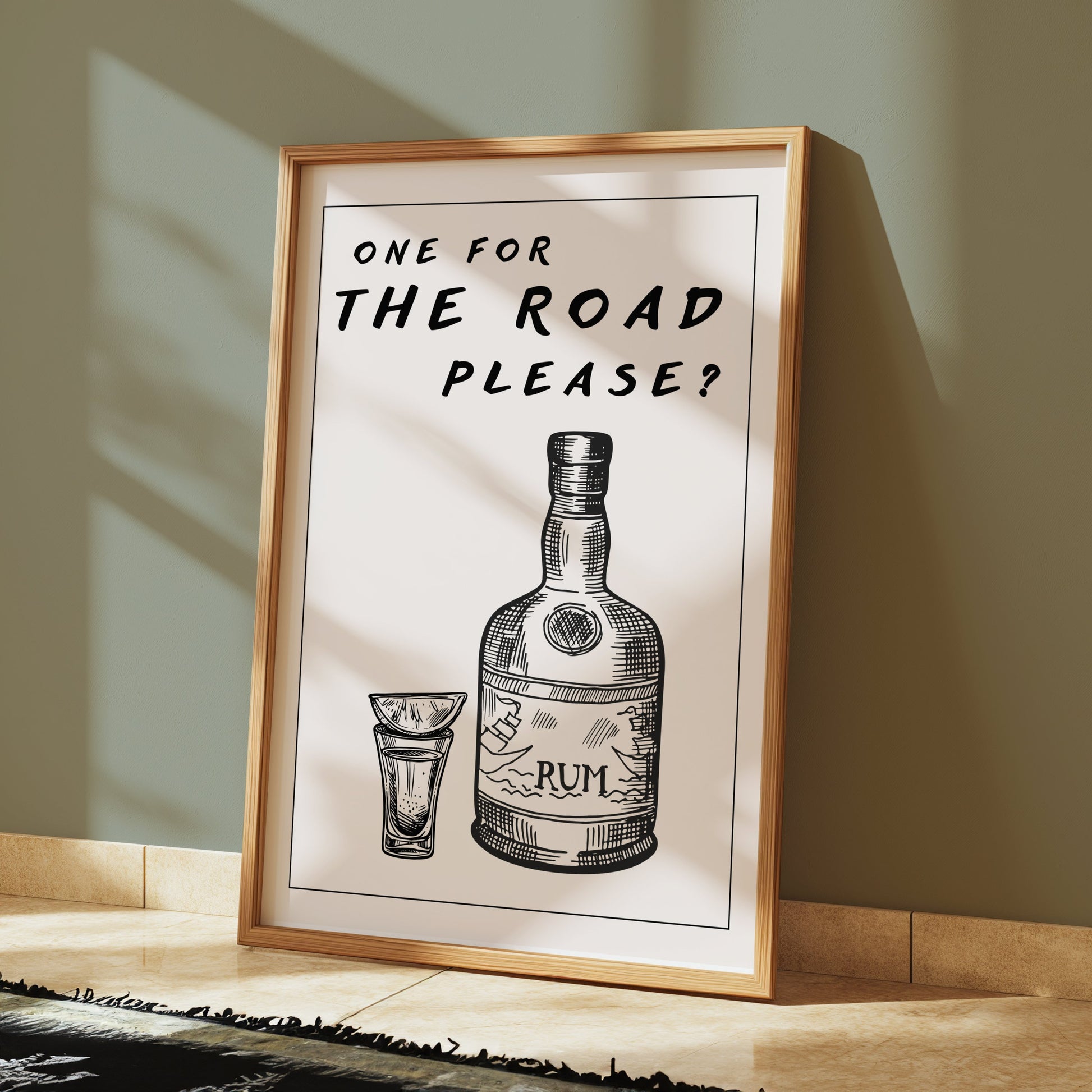Premium Poster of One For The Road Please Rum Bottle Art Posters