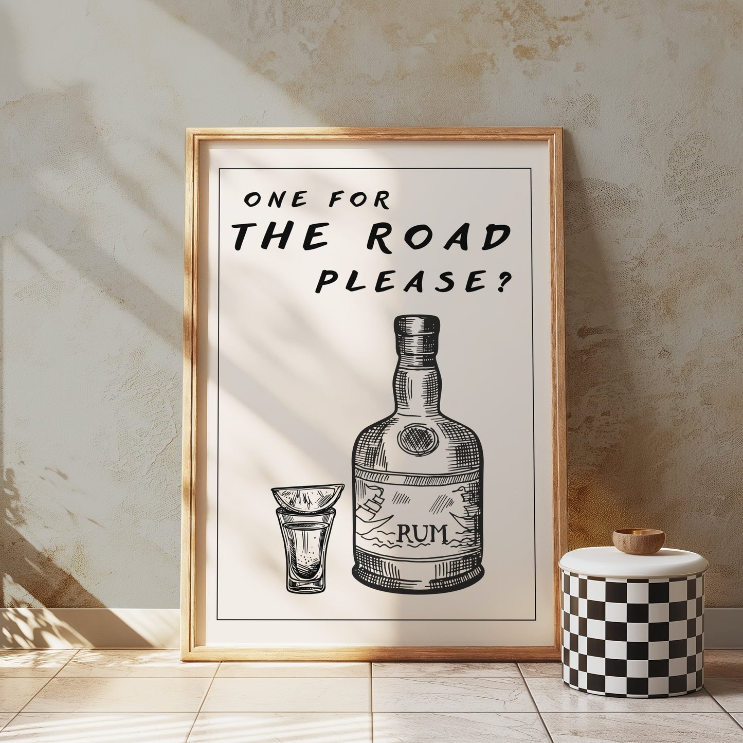 Premium Poster of One For The Road Please Rum Bottle Art Posters