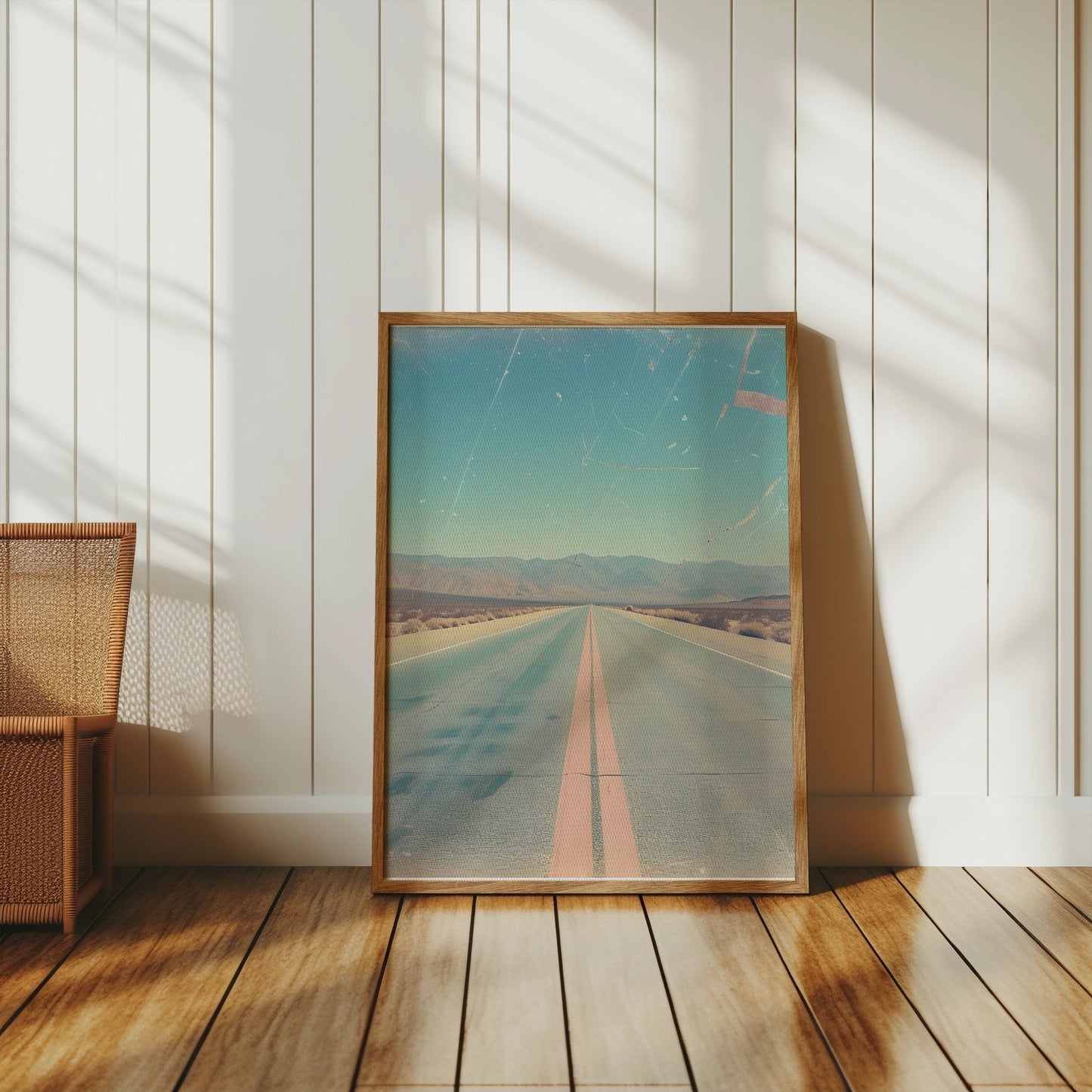 Premium Poster of Open Desert Highway Scene Vintage Aesthetic Art Posters