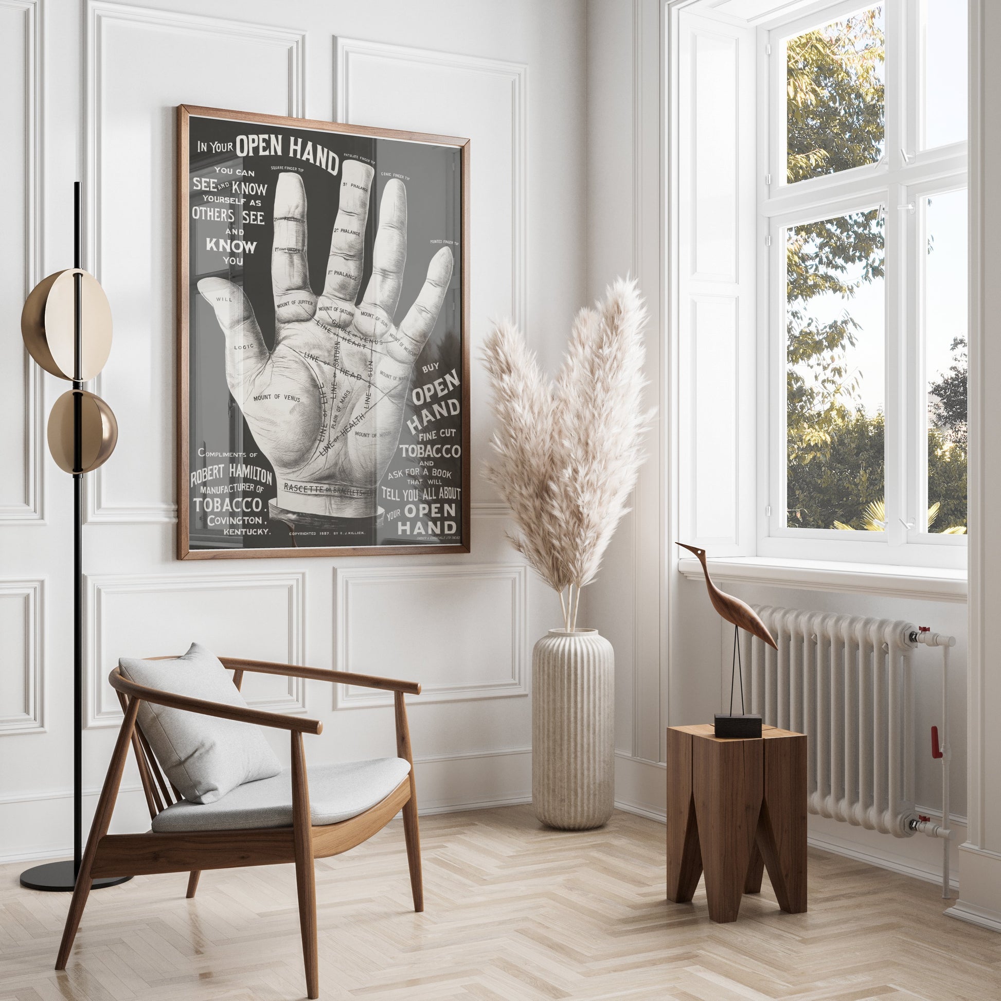 Premium Poster of Open Hand Diagram with Palm Reading Guide Posters