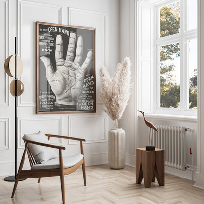 Premium Poster of Open Hand Diagram with Palm Reading Guide Posters