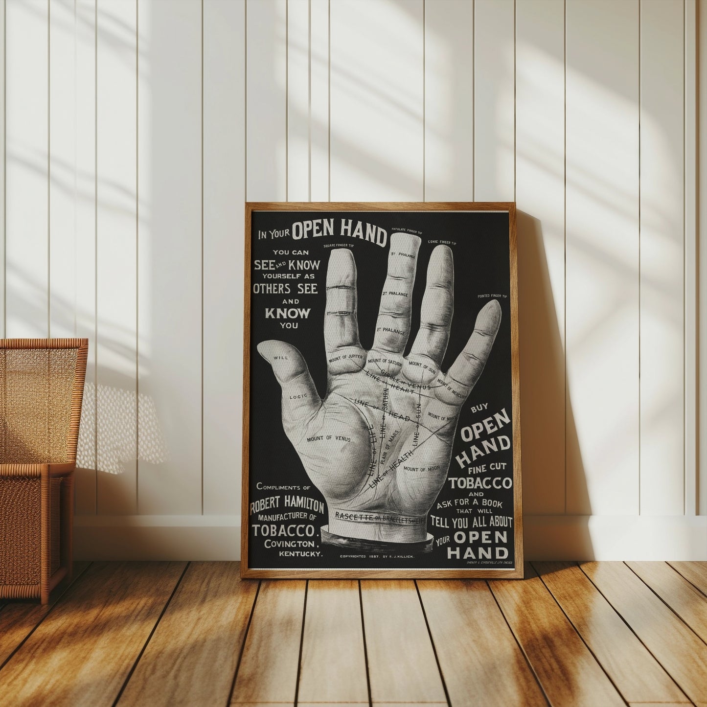 Premium Poster of Open Hand Diagram with Palm Reading Guide Posters