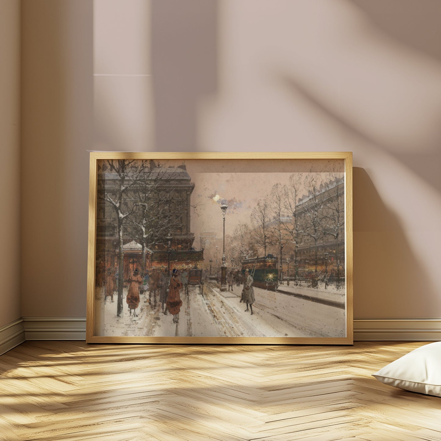 Premium Poster of Paris Street Scene Winter Snowy Evening Art Posters