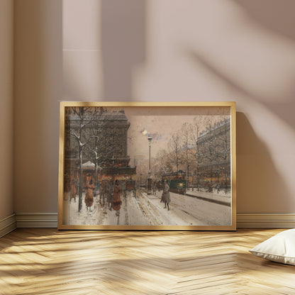 Premium Poster of Paris Street Scene Winter Snowy Evening Art Posters