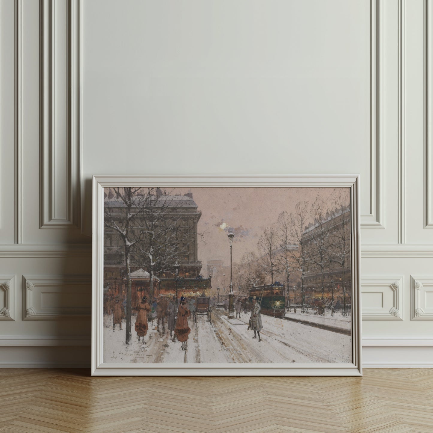 Premium Poster of Paris Street Scene Winter Snowy Evening Art Posters