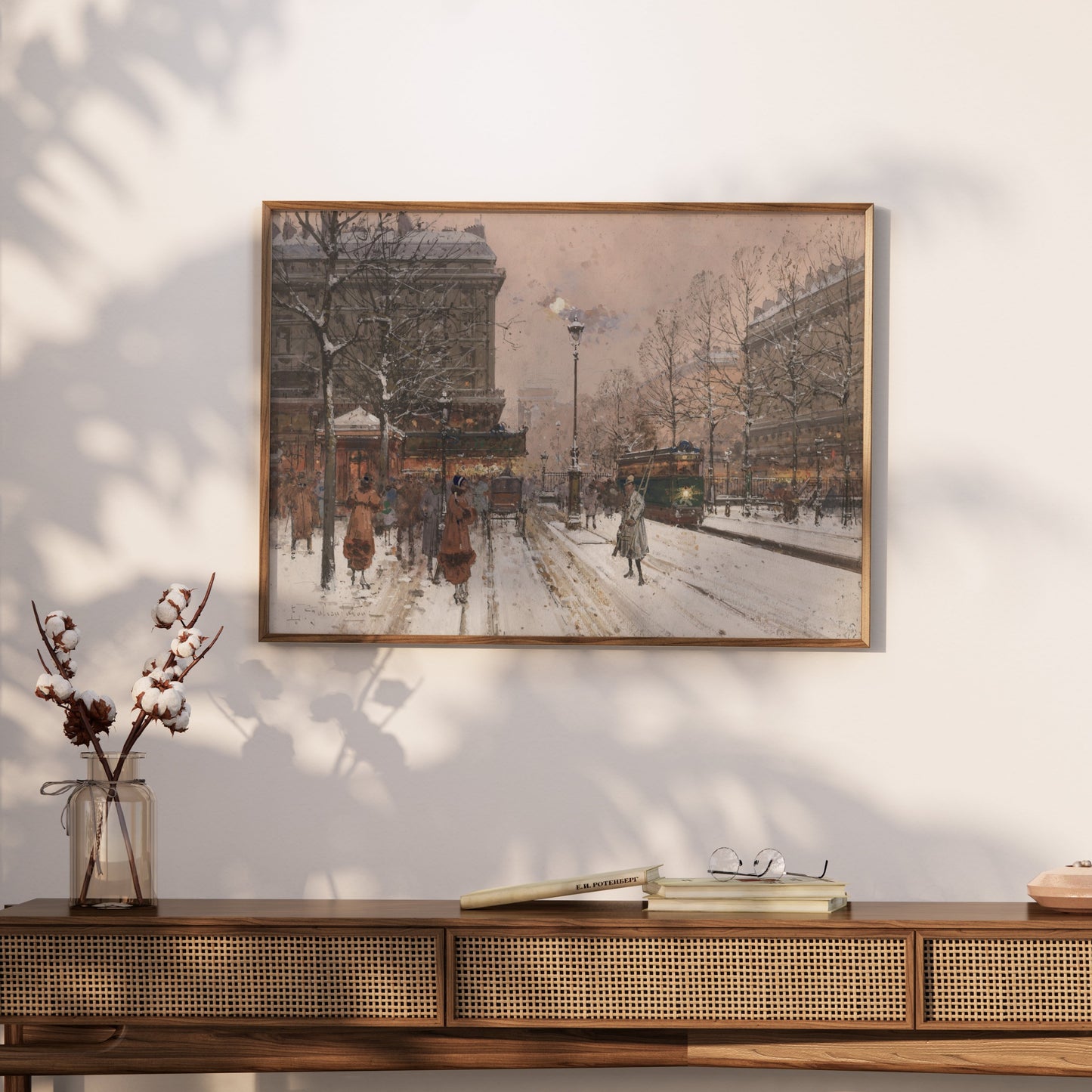 Premium Poster of Paris Street Scene Winter Snowy Evening Art Posters