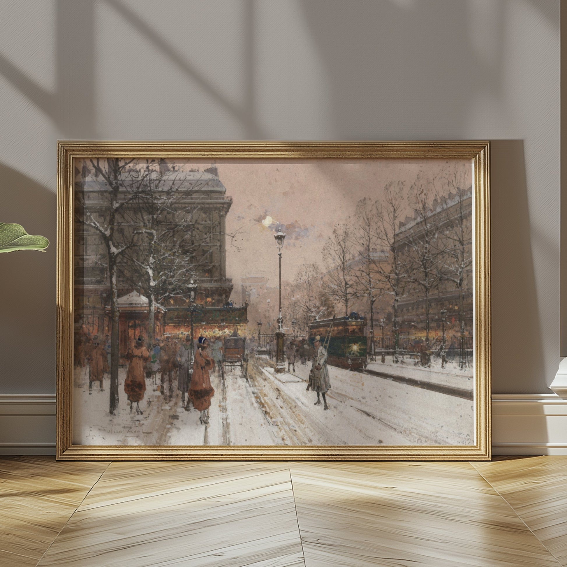 Premium Poster of Paris Street Scene Winter Snowy Evening Art Posters