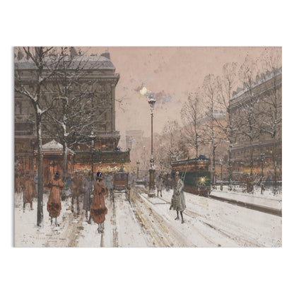 Premium Poster of Paris Street Scene Winter Snowy Evening Art Posters