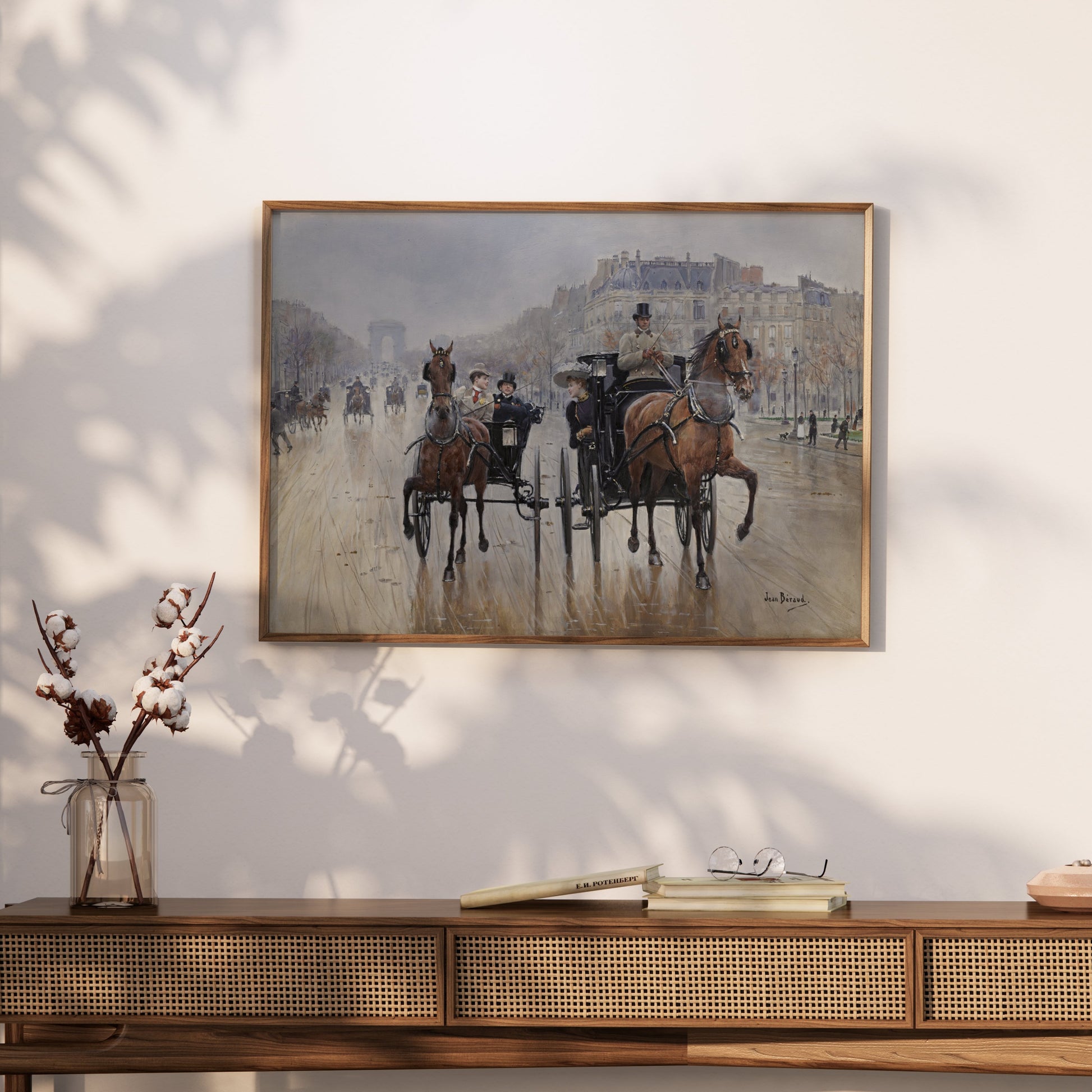 Premium Poster of Parisian Horse-Drawn Carriage Scene Art Posters