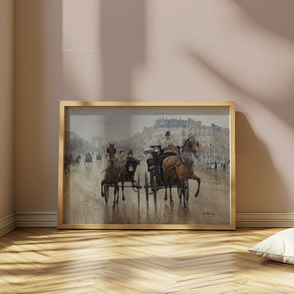 Premium Poster of Parisian Horse-Drawn Carriage Scene Art Posters