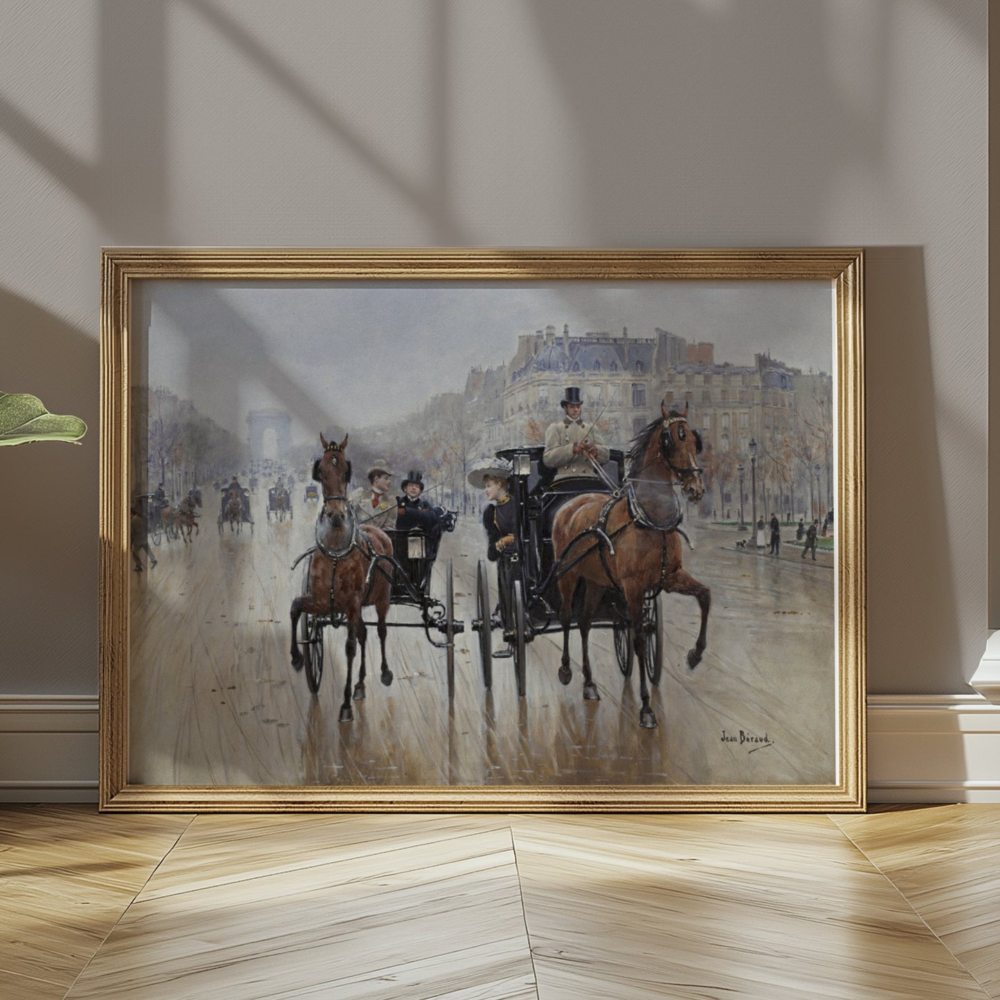 Premium Poster of Parisian Horse-Drawn Carriage Scene Art Posters