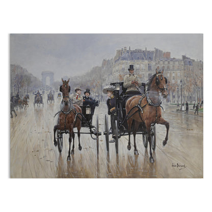 Premium Poster of Parisian Horse-Drawn Carriage Scene Art Posters