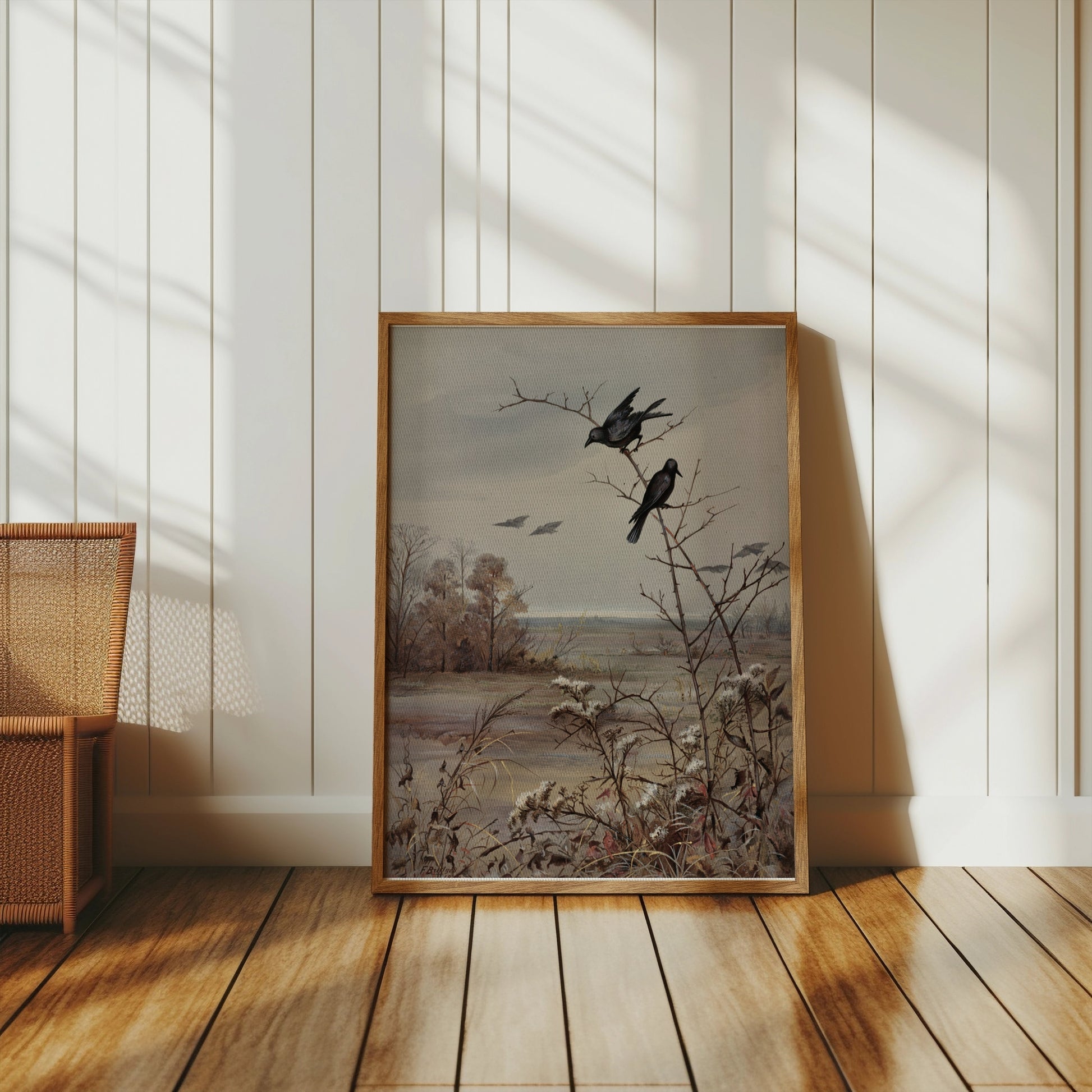 Premium Poster of Peaceful Autumn Landscape Scene with Birds Posters