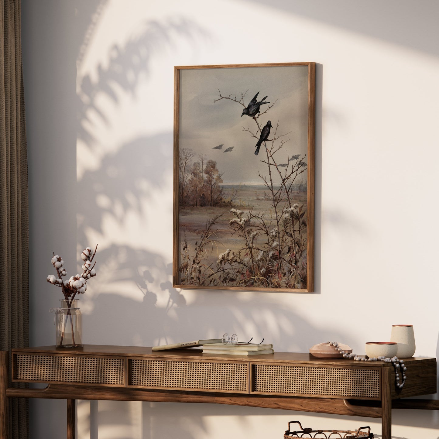 Premium Poster of Peaceful Autumn Landscape Scene with Birds Posters