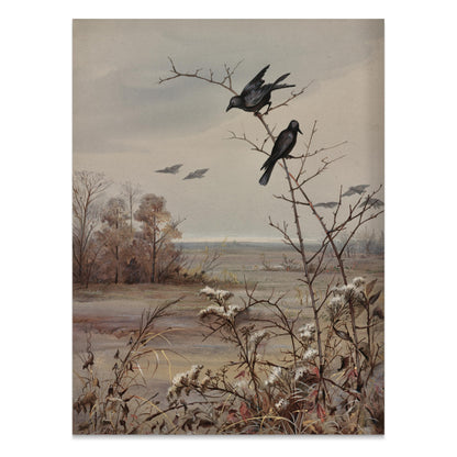 Premium Poster of Peaceful Autumn Landscape Scene with Birds Posters