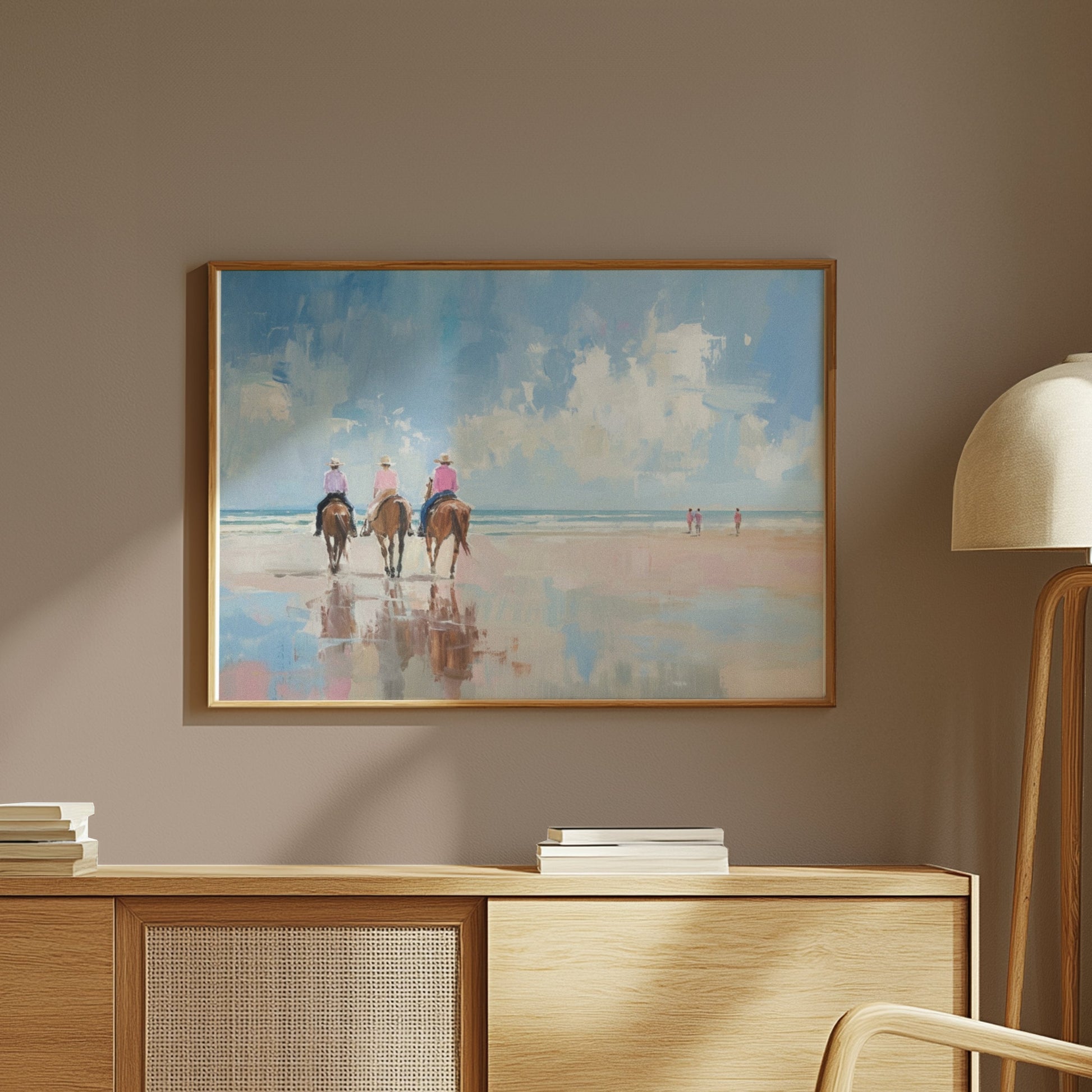 Premium Poster of Peaceful Beach Horseback Ride Art Print Posters