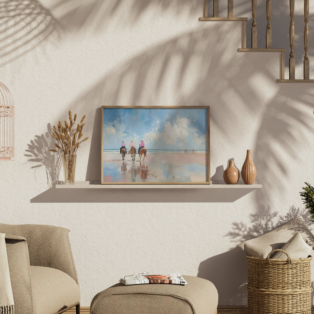 Premium Poster of Peaceful Beach Horseback Ride Art Print Posters