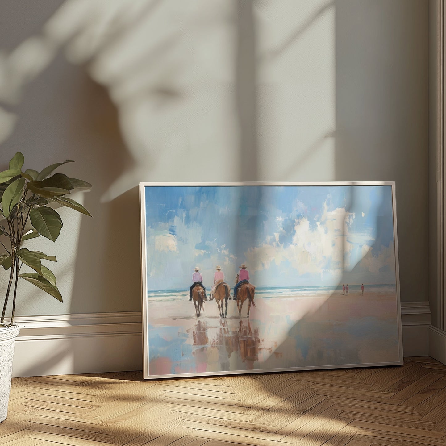 Premium Poster of Peaceful Beach Horseback Ride Art Print Posters