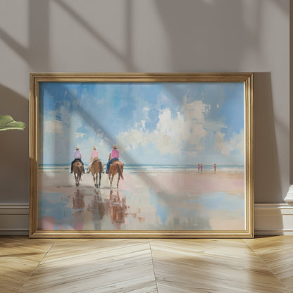 Premium Poster of Peaceful Beach Horseback Ride Art Print Posters
